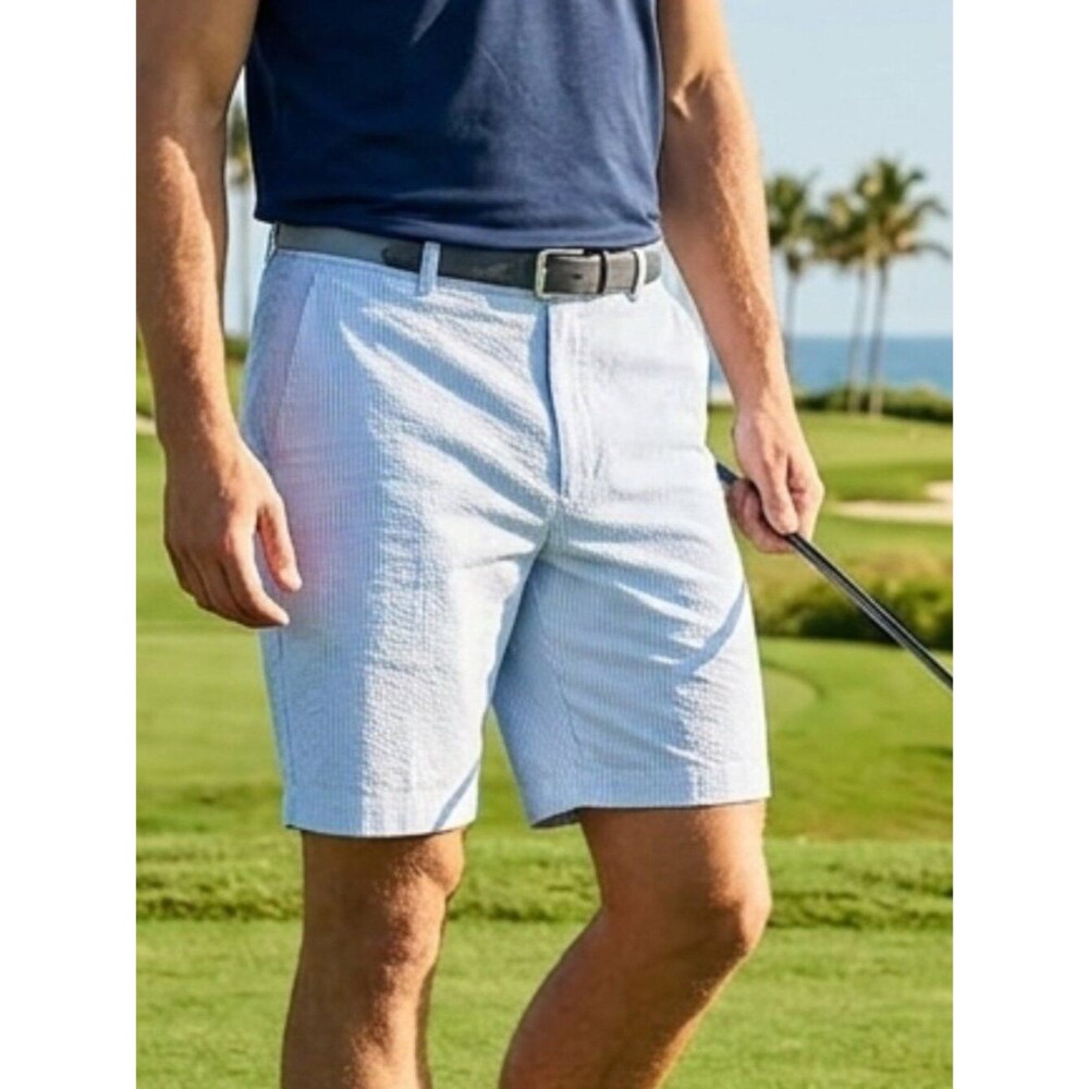 Nike Golf Men’s Striped Shorts 38 | Light Blue Performance Tech Golf Shorts